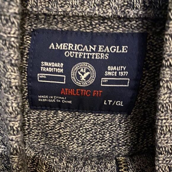American Eagle Sz LT Heathered Gray Fisherman’s High Collar Zip Sweater - Picture 7 of 8